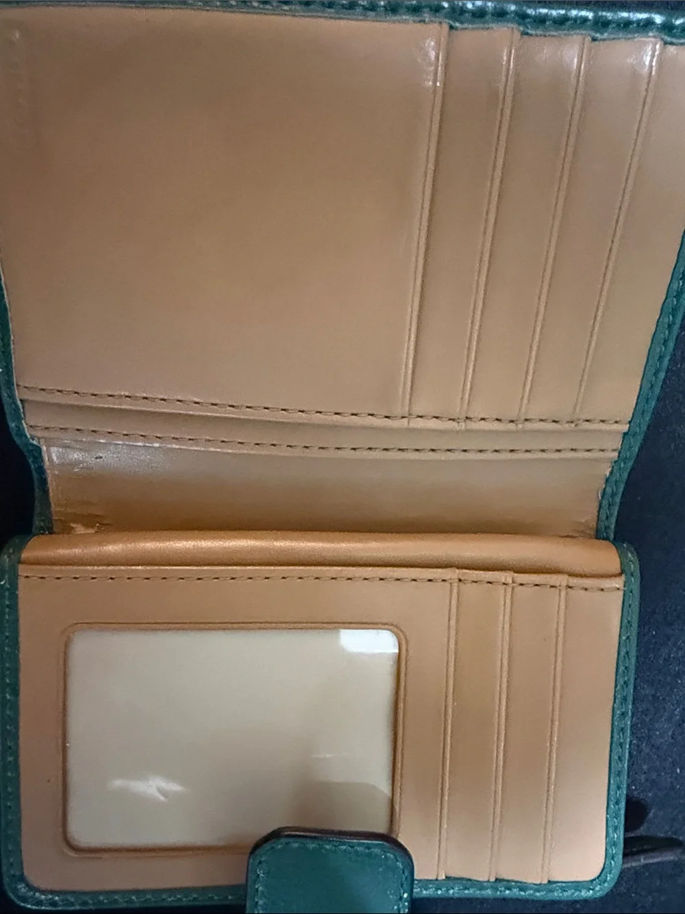 Coach Signature Crossbody with Green Leather Trim